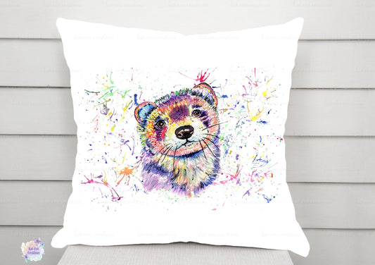Beautiful personalised watercolour ferret cushion