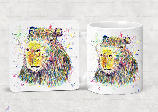 personalised watercolour capybara mug or mug and coaster set