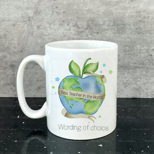 Teacher's mug. personalised teachers cup. best teacher in the world gift. teaching assistant present. apple for my teacher