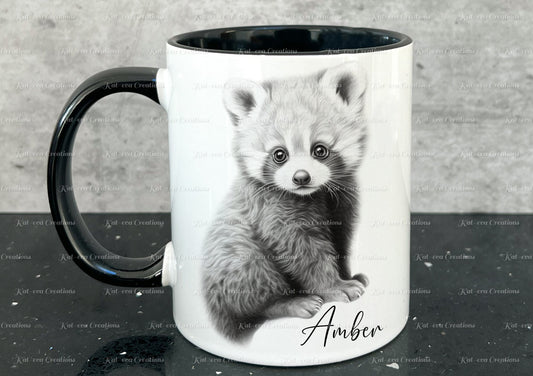 red panda mug. Personalised red panda cup. Ideal gift for Christmas. Birthday, secret santa or stocking filler. wildlife collection