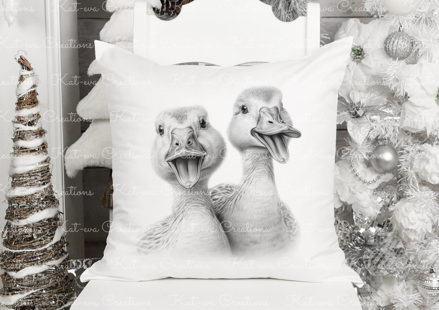 Duck cushion. personalised duck couple pillow. ideal christmas, secret santa, stocking filler, birthday or wedding gift