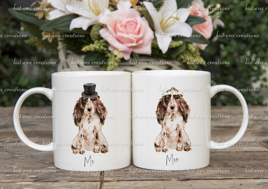 mr and mrs dog mugs available individually or as a set ideal wedding, anniversary present. can be made as mr and mr or mrs and mrs as well.