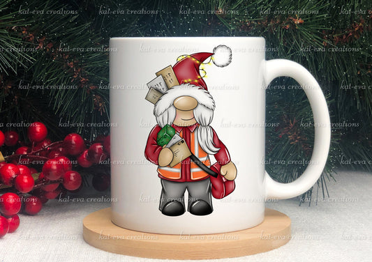 Christmas post lady mug. can be personalised. christmas gnome / gonk postman post lady