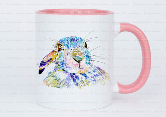 Beautiful rabbit mug. personalised bunny cup. watercolour hare/ bunny / rabbit mug. ideal birthday or easter gift