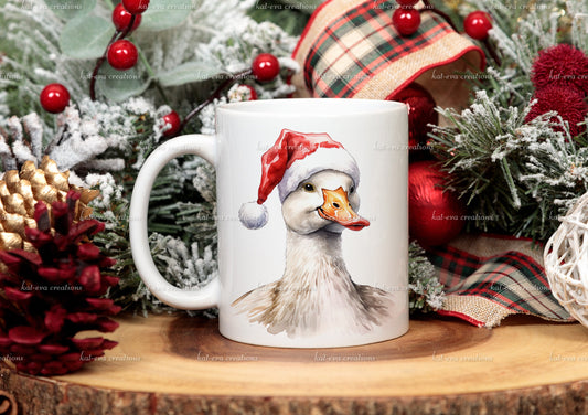 goose Mug, personalised Christmas goose /  duck mug. Ideal Christmas gift. stocking filler or secret Santa present