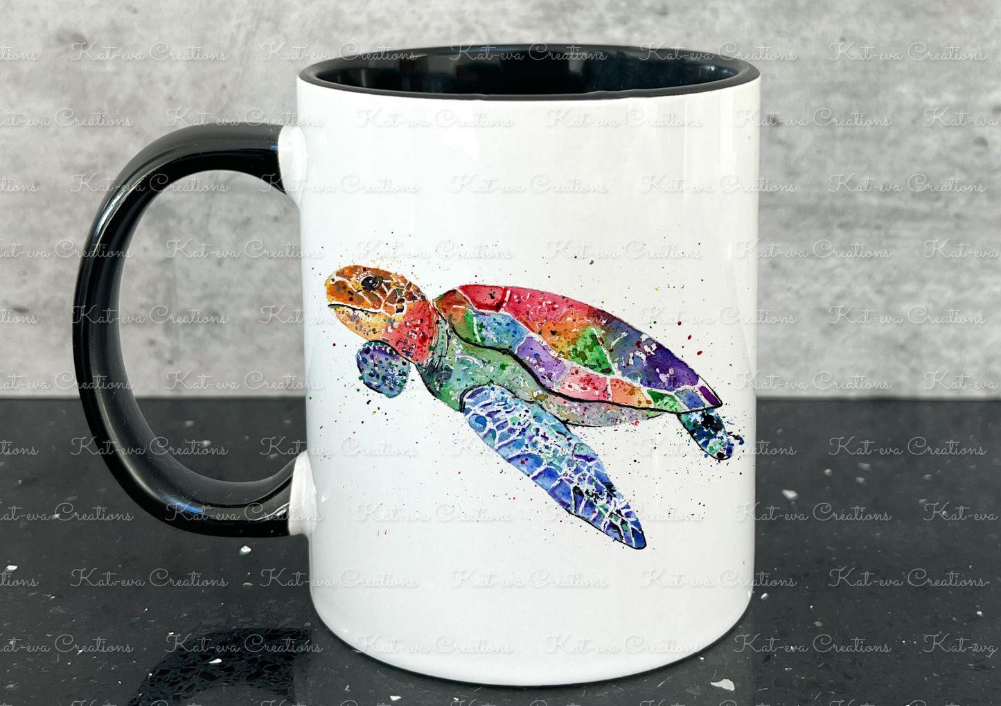 personalised turtle mug, available with or without coaster. ideal birthday or christmas present or secret santa gift