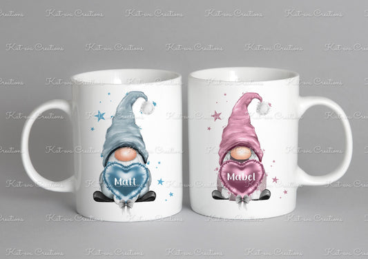 personalised gnome mug. personalised gonk mug. Choice of colour. Ideal christmas gift, secret santa present, birthday, wedding or engagement