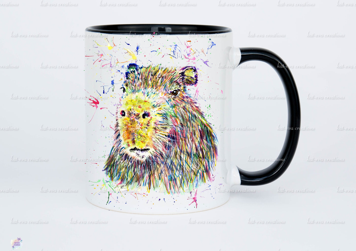 personalised watercolour capybara mug or mug and coaster set