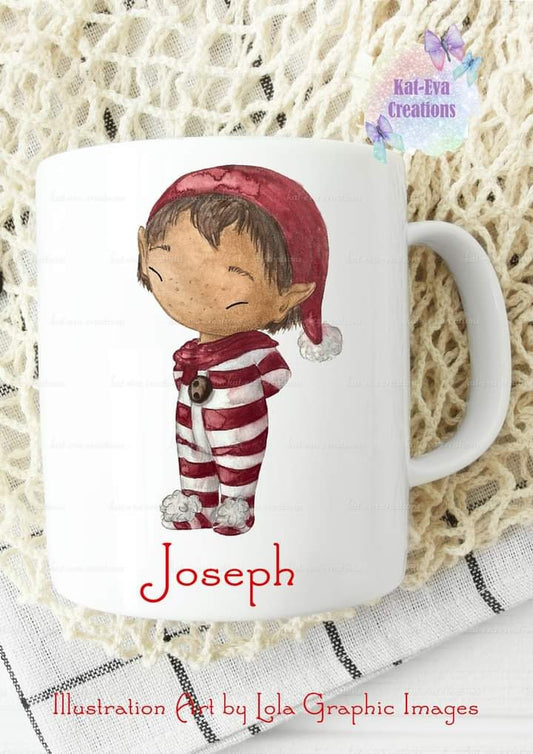 Personalised boy elf mug
