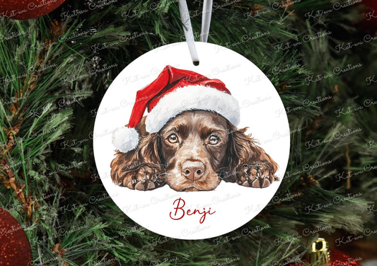 Dog Christmas decoration. Personalised ceramic dog decoration. Ideal christmas gift, secret santa present, Stocking filler. xmas eve box