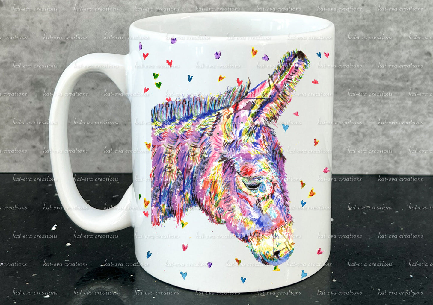 Personalised donkey mug. Ideal Birthday or Mothers day gift. Valentines or teacher present