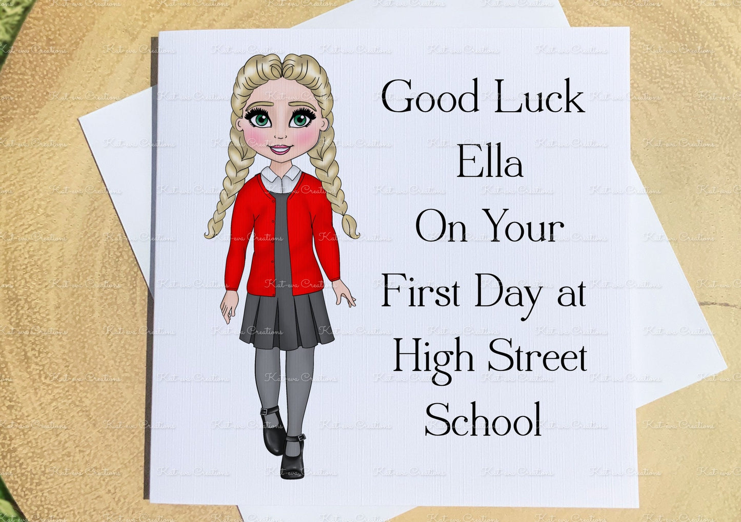 First day at school card. Personalised school card. Good Luck card. Back to school gift. Lots of choices available.