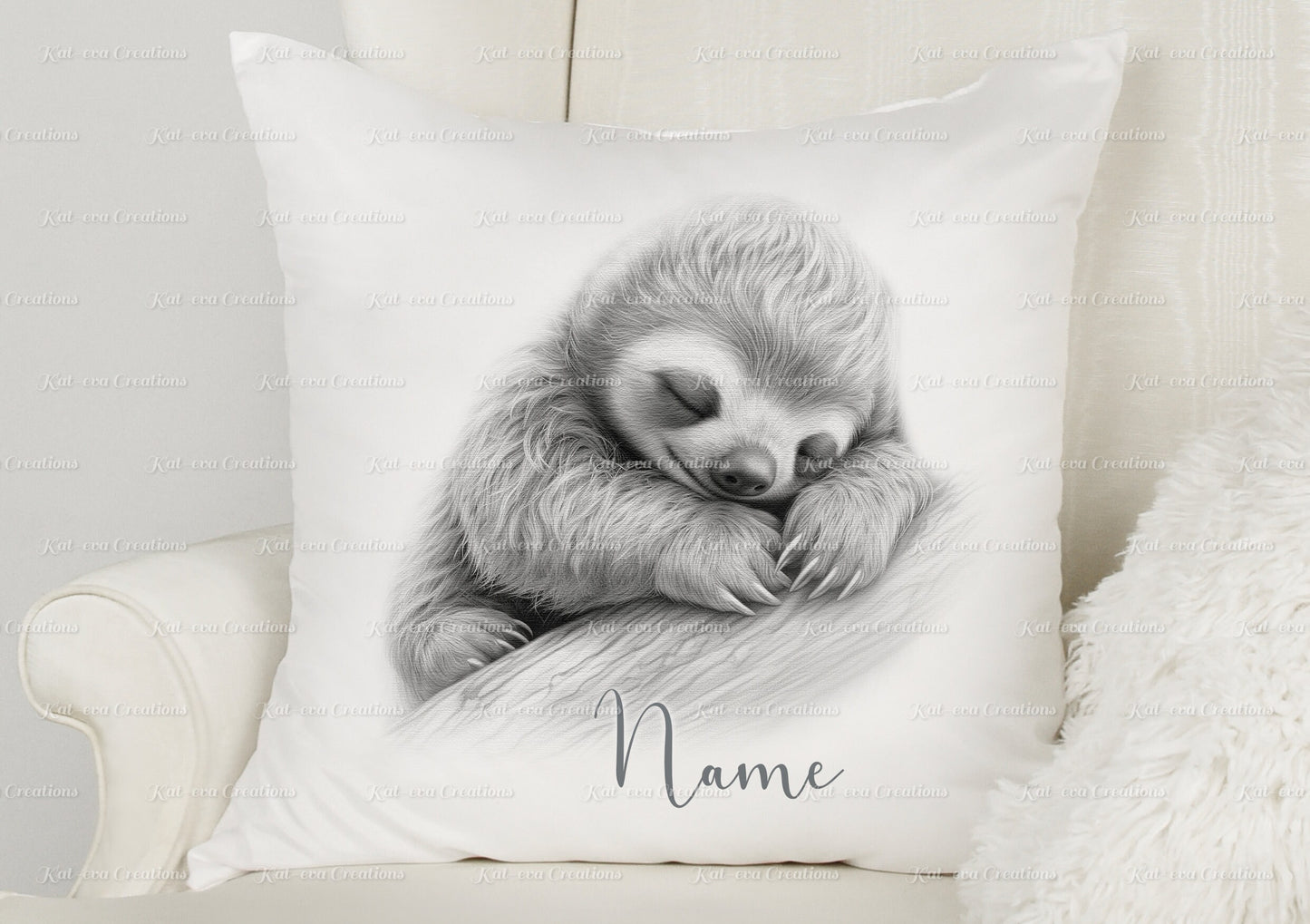 sloth cushion. personalised cute baby sloth pillow. ideal christmas, secret santa, stocking filler, or birthday gift