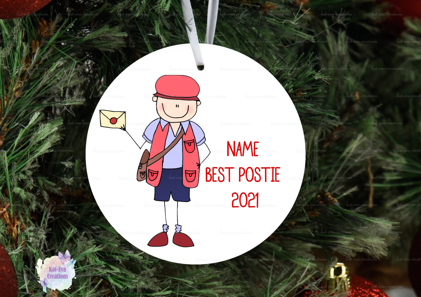 postman / post lady / courier / delivery driver personalised ceramic decoration