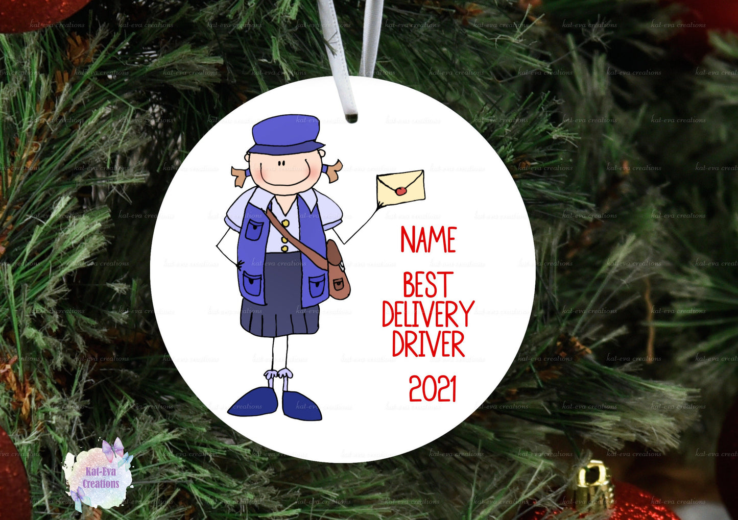 postman / post lady / courier / delivery driver personalised ceramic decoration
