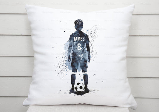 Football cushion. Personalised footballer pillow. Boys bedroom decor. Birthday or christmas gift