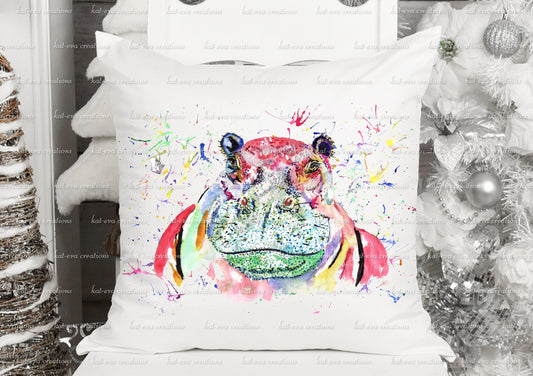 hippo / hippopotamus cushion. can be personalised