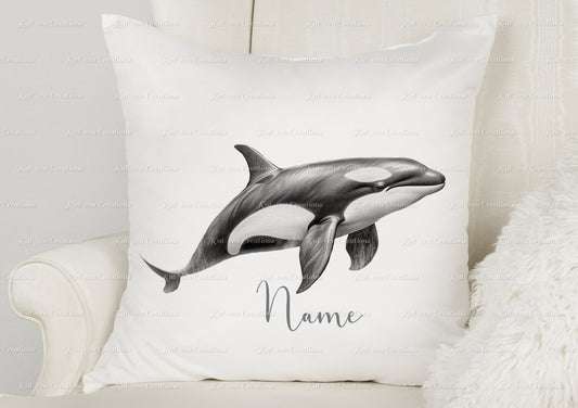 whale cushion. personalised sketch whale pillow. ideal christmas, secret santa, stocking filler, or birthday gift