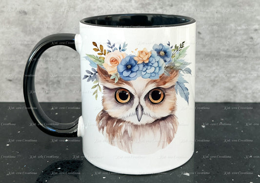 personalised owl mug. Gorgeous Floral owl Cup. Ideal for birthday, secret santa, stocking filler or Christmas present