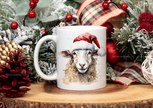Sheep Mug, personalised Christmas sheep mug. Ideal Christmas gift. stocking filler or secret Santa present