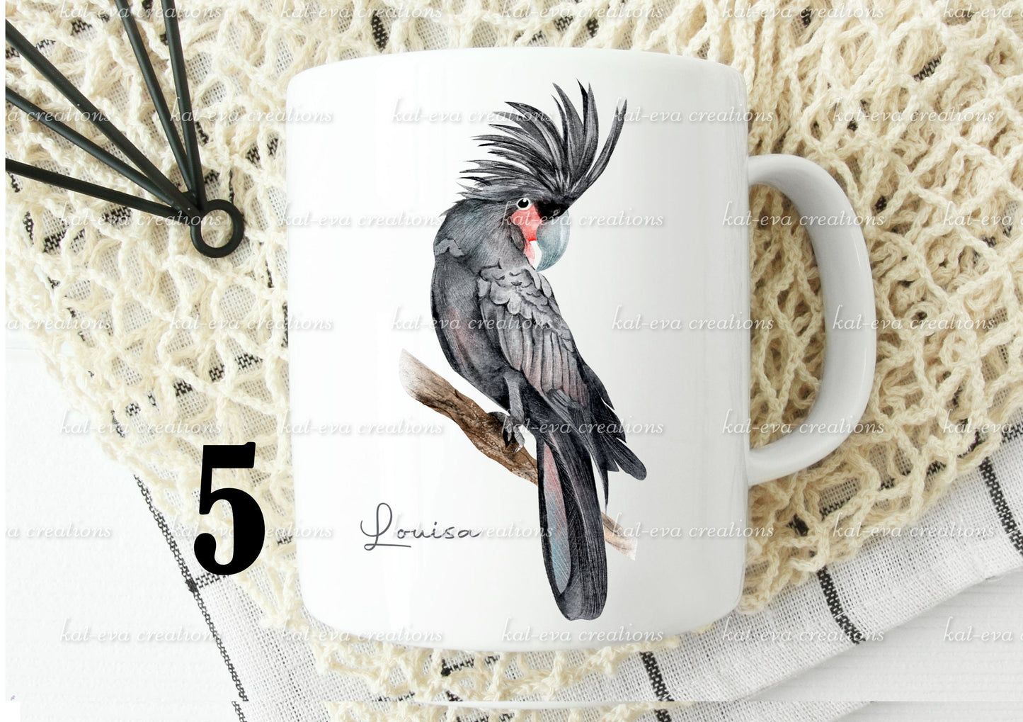 watercolour exotic bird mug, can be personalised, macaw, flamingo, hummingbird, parrot, toucan, cockatoo, ibis