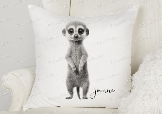 Meerkat cushion. personalised meerkat pillow. ideal christmas, secret santa, stocking filler, or birthday gift