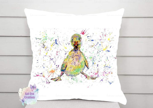 Beautiful watercolour duck duckling cushion. can be personalised