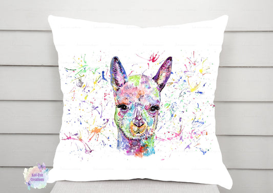 Beautiful watercolour alpaca cushion. can be personalised.