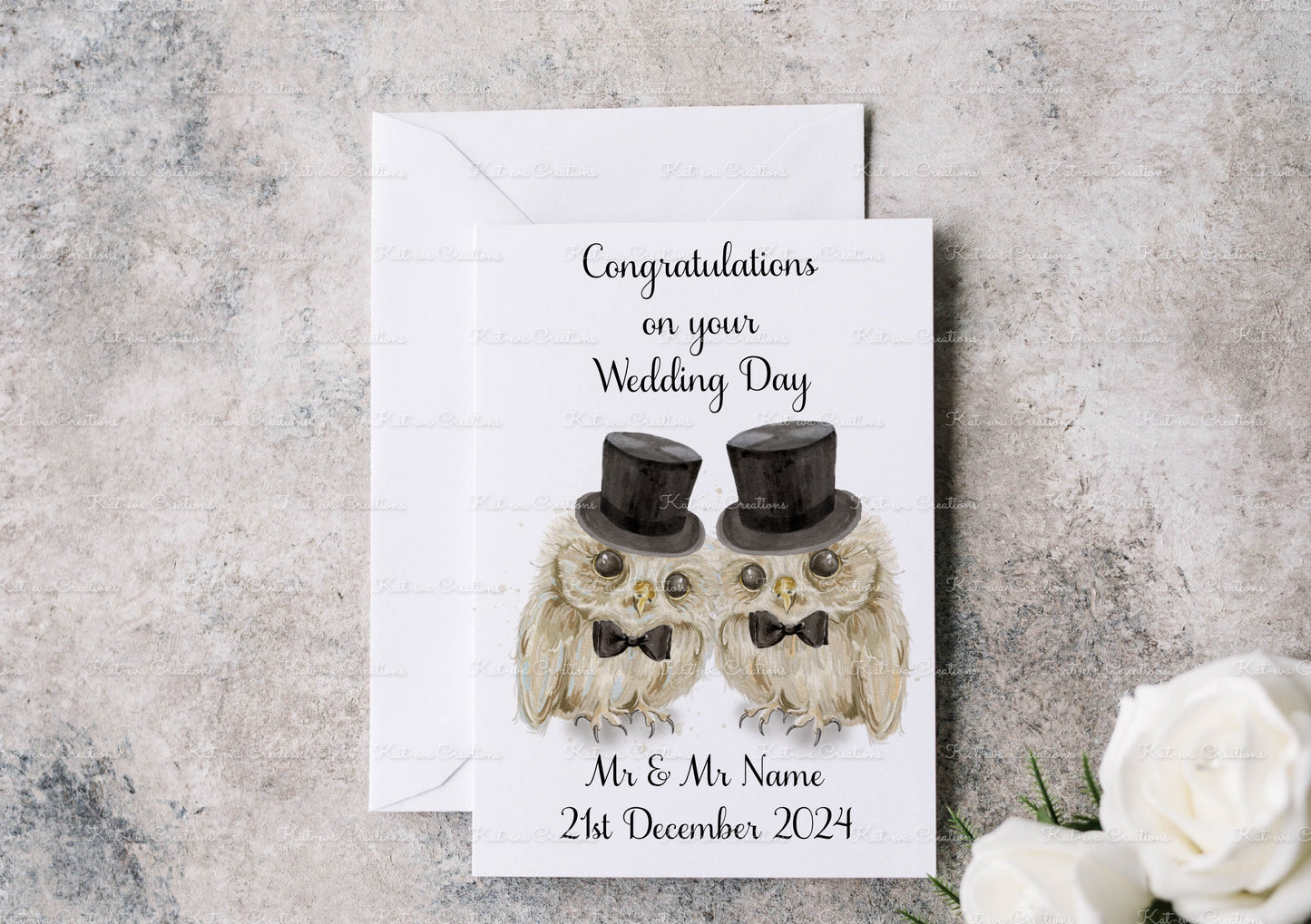Wedding Card, Personalised Wedding card. Owl card. Bride and Groom Owl card