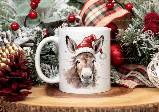 Donkey Mug, personalised Christmas donkey mug. Ideal Christmas gift. stocking filler or secret Santa present