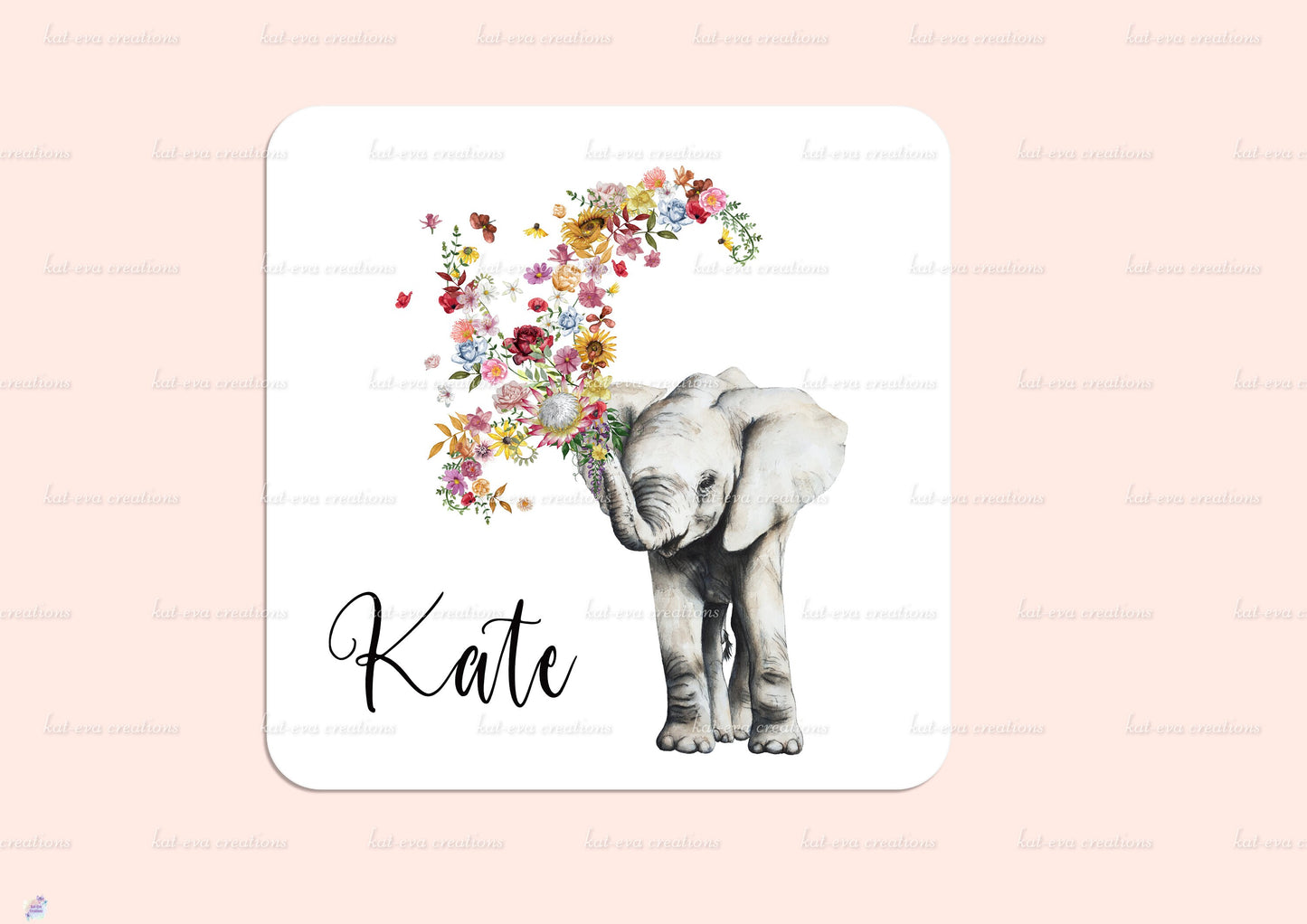 stunning personalised floral baby elephant 11oz mug or mug and coaster set