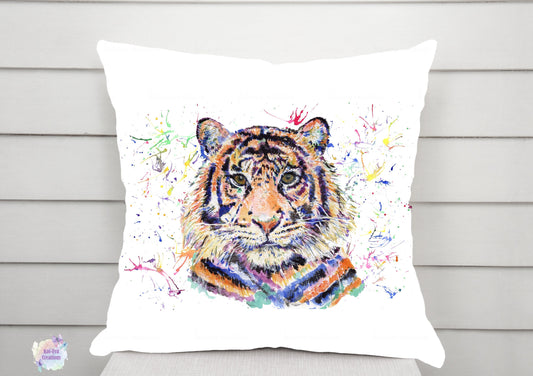 watercolour tiger cushion can be personalised