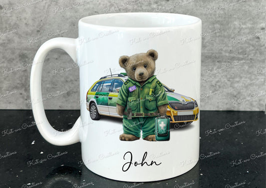 Paramedic mug. Medic cup.  Personalised teddy cup. Ideal passing out gift.