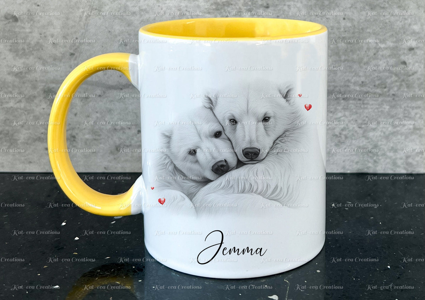 Polar bear mug. Personalised polar bear couple cup. Ideal gift for Christmas. Birthday, secret santa or stocking filler. arctic collection