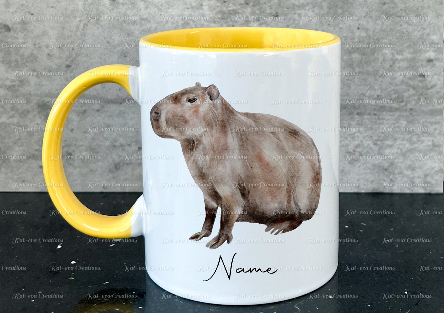 personalised watercolour capybara mug