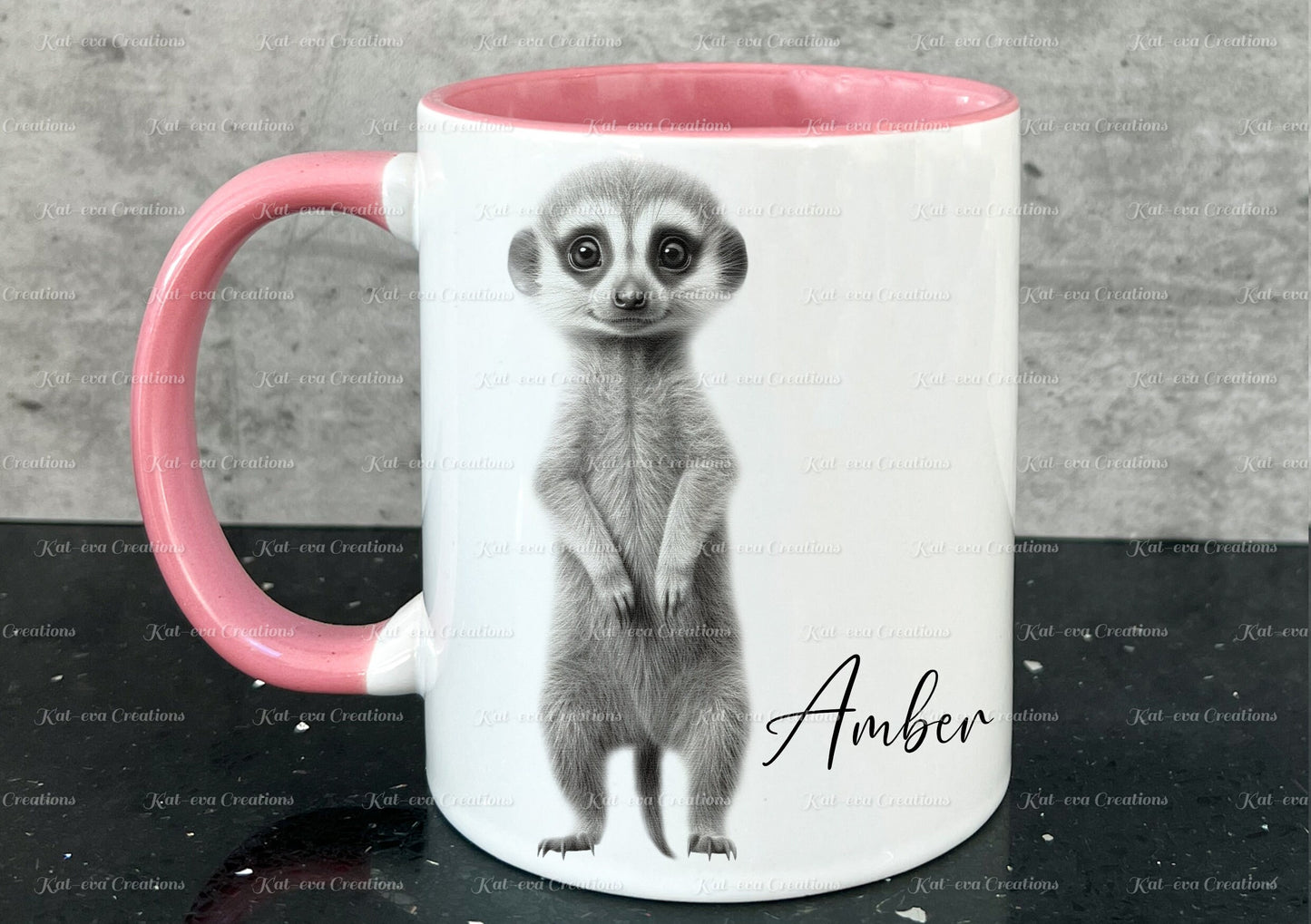 cute meerkat mug. Personalised baby meerkat cup. Ideal gift for Christmas. Birthday, secret santa or stocking filler