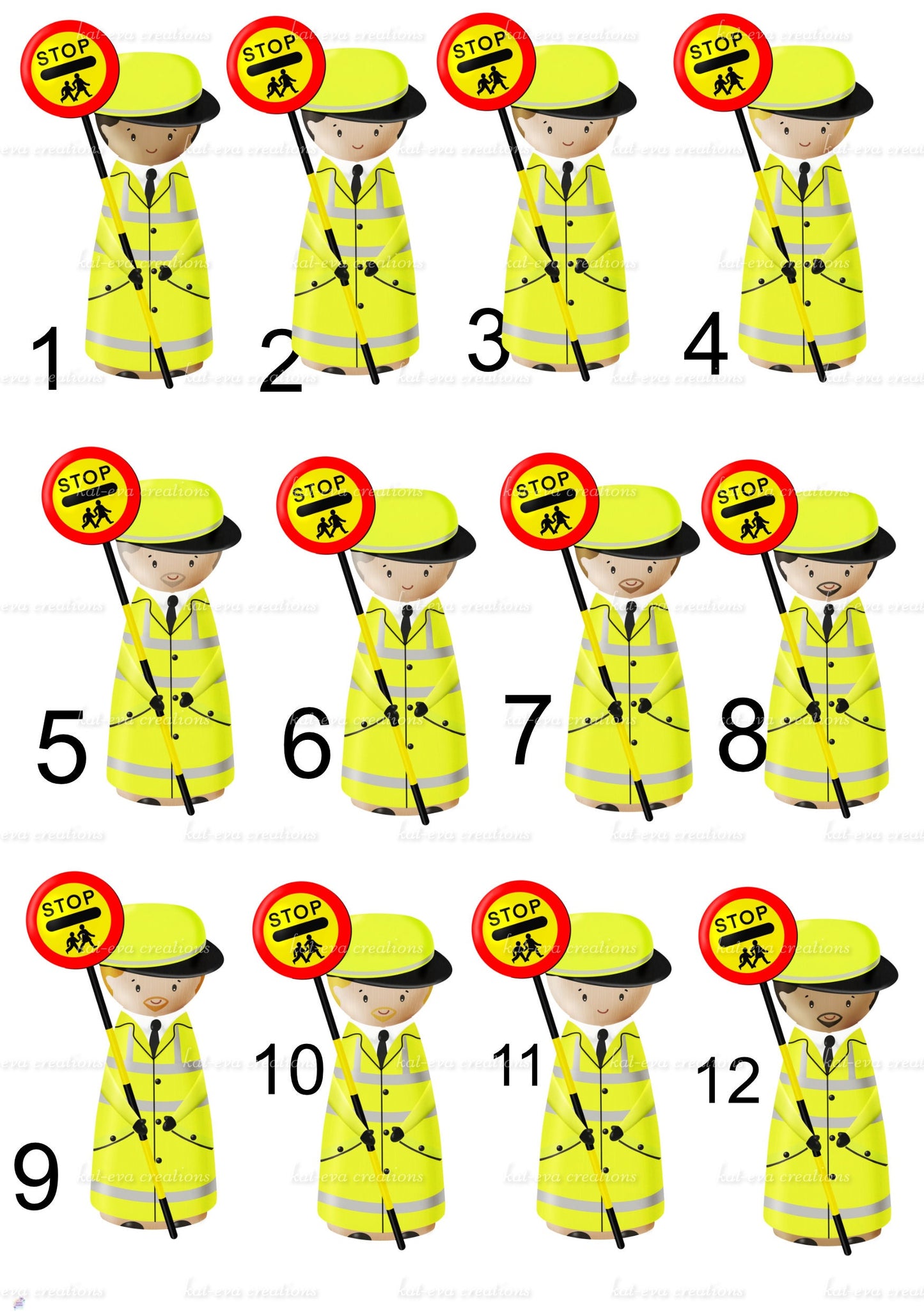personalised lollipop lady / man / crossing peg doll rainbow 11oz mug or mug and coaster set