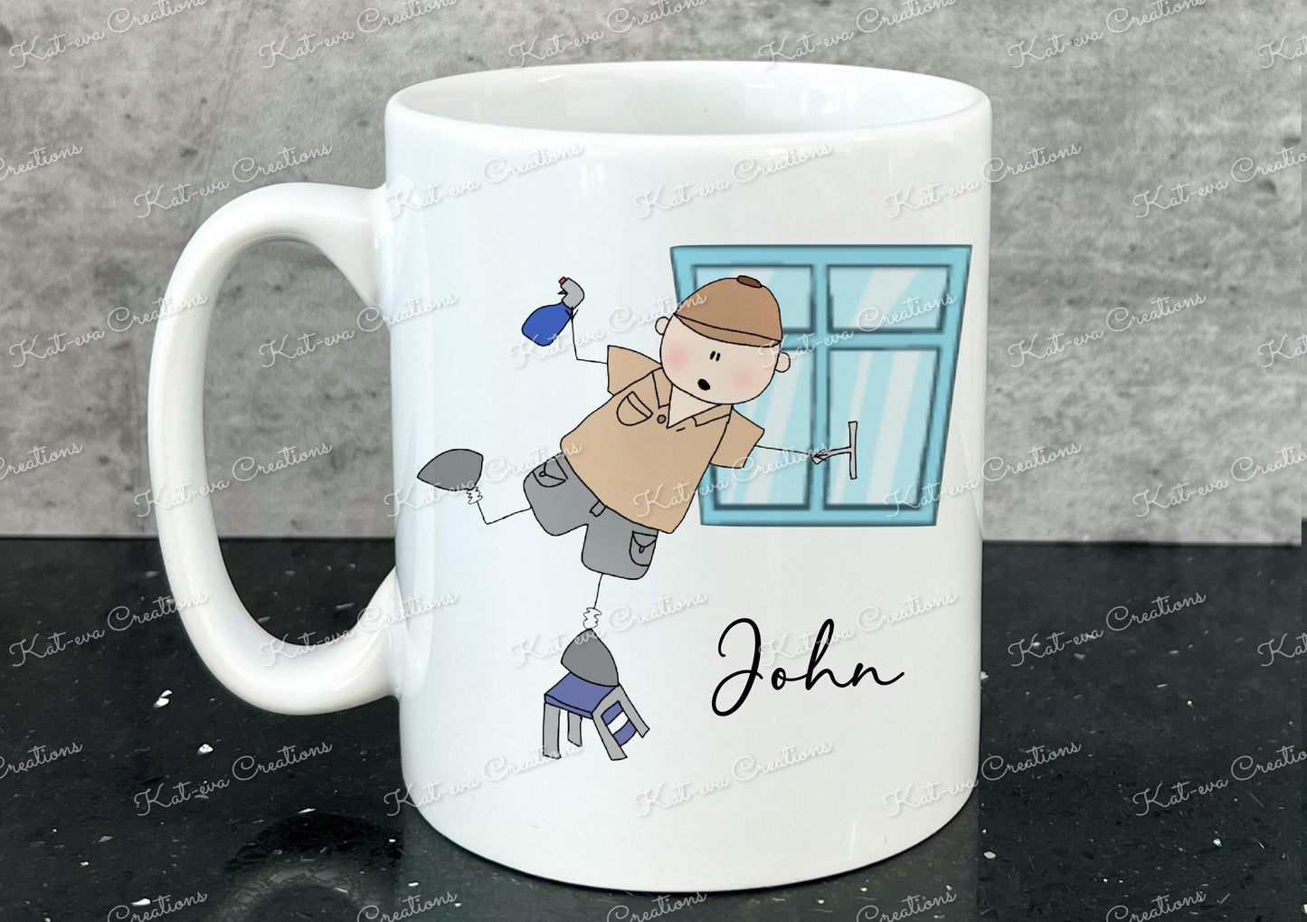 window cleaner mug. Personalised window cleaner cup. Thank you gift. or christmas present