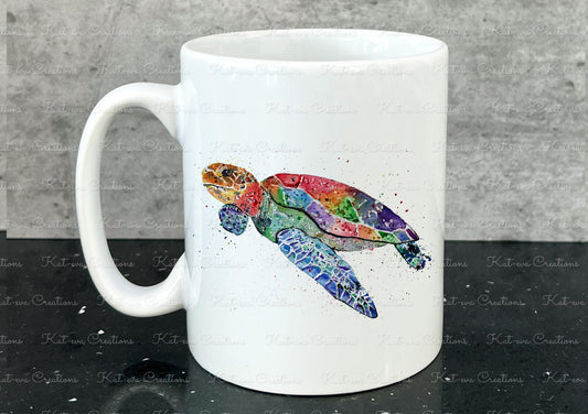 personalised turtle mug, available with or without coaster. ideal birthday or christmas present or secret santa gift
