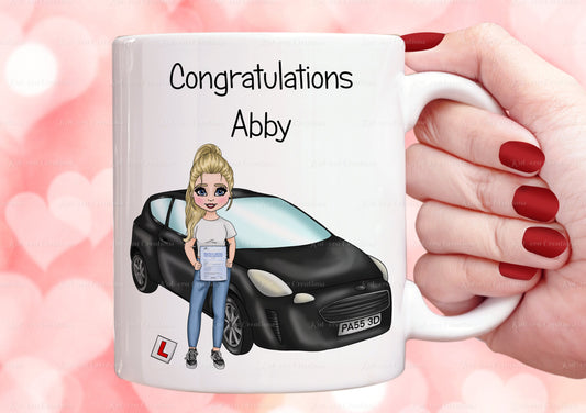 Driving test mug. personalised congratulations on passing you driving test mug. You have passed.