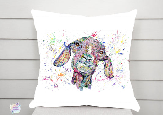 Watercolour goat cushion. can be personalised.