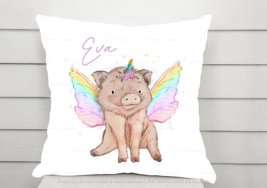 rainbow piggycorn cushion. can be personalised