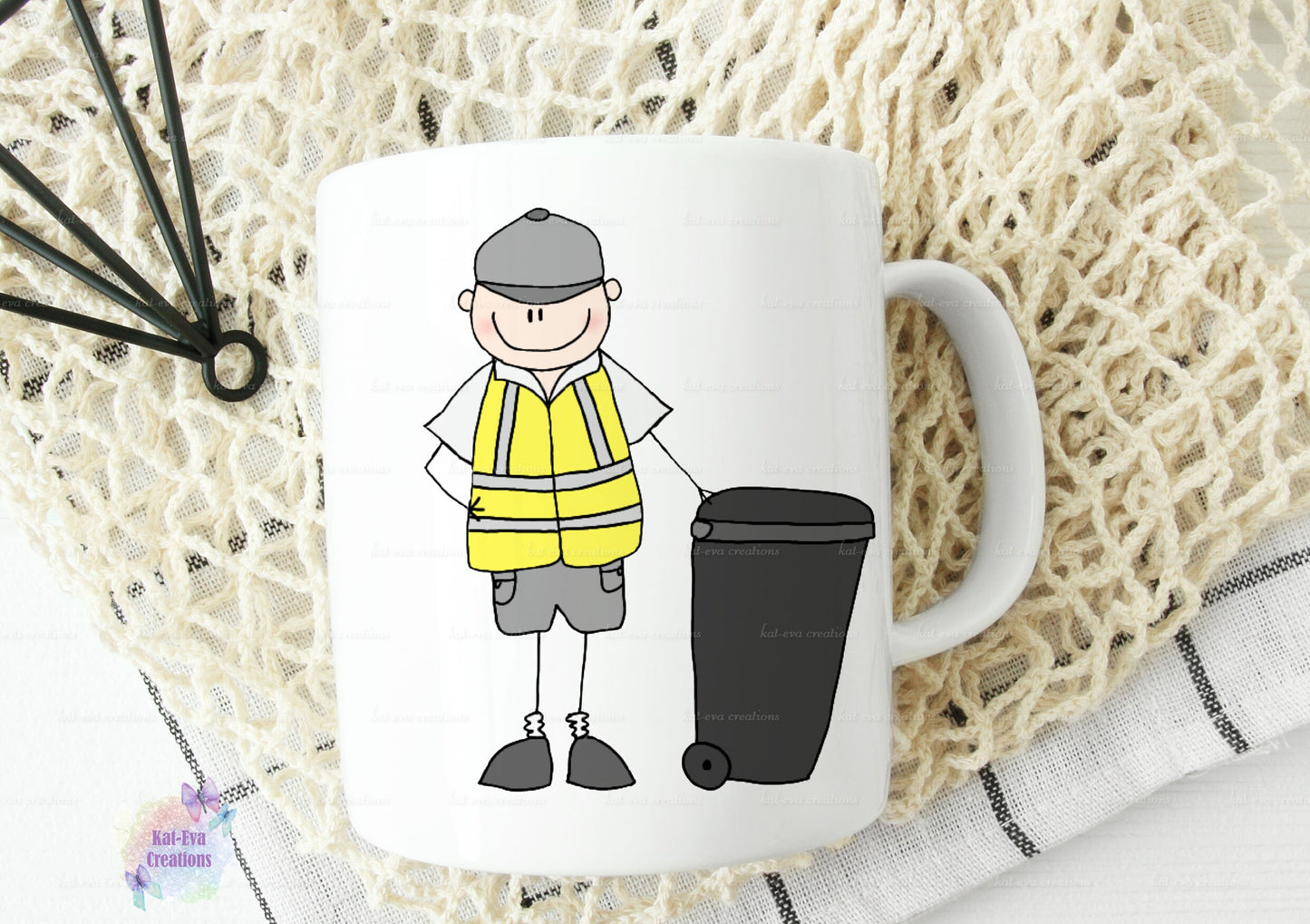 refuse collector bin man recycling man mug. can be personalised