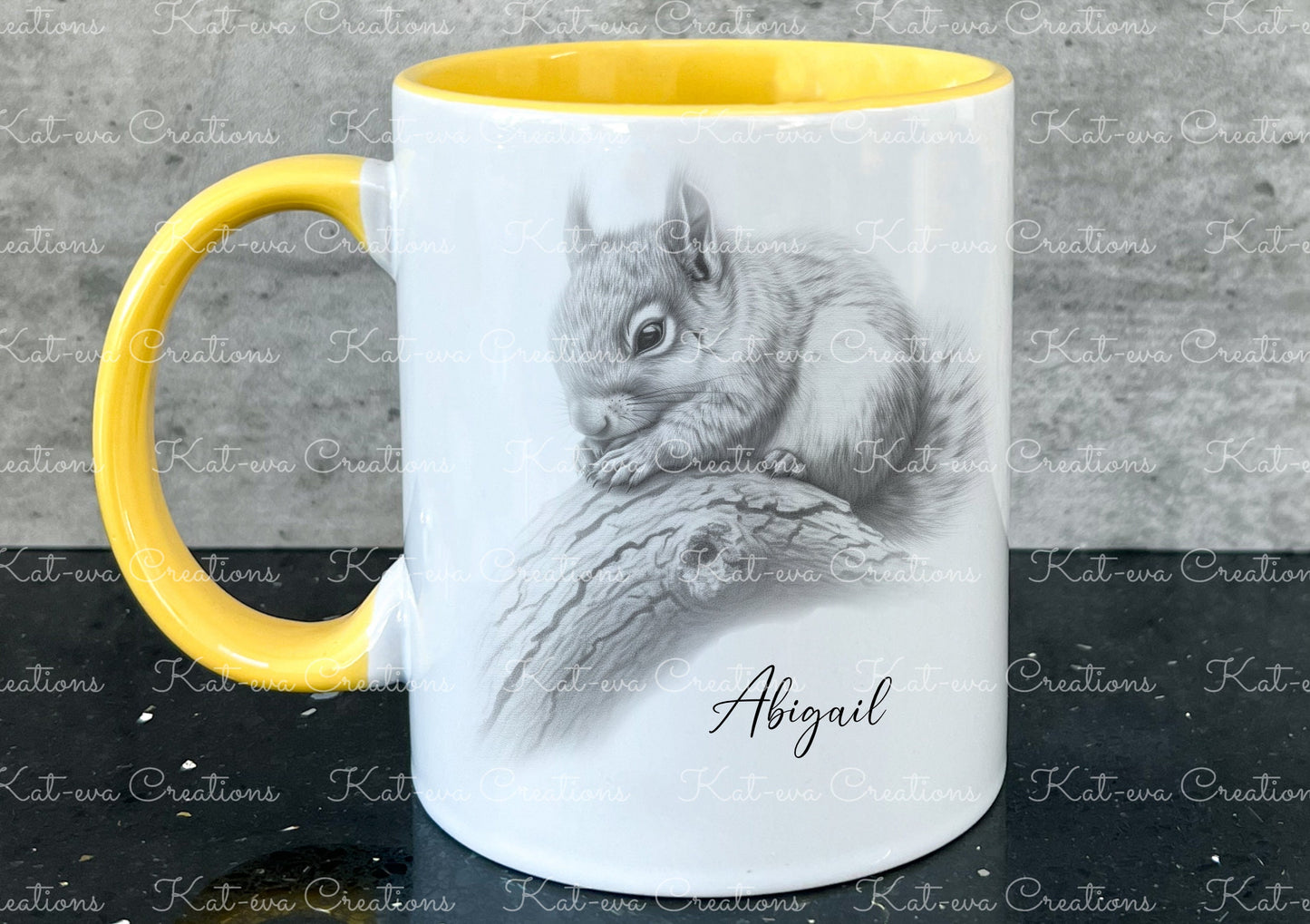squirrel mug. Personalised squirrel cup. Ideal gift for Christmas. Birthday, secret santa or stocking filler