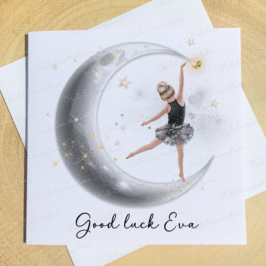 Personalised ballet, ballerina card. Good luck, well done, congratulations or birthday card. Choice of wording and ballerina (Copy)