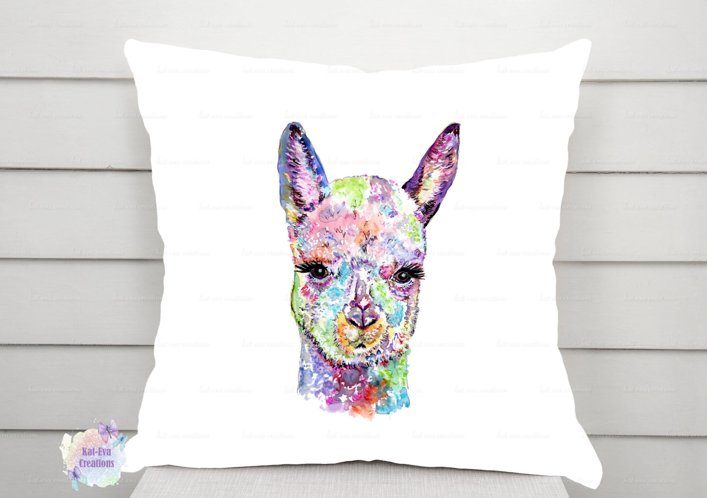 Beautiful watercolour alpaca cushion. can be personalised.