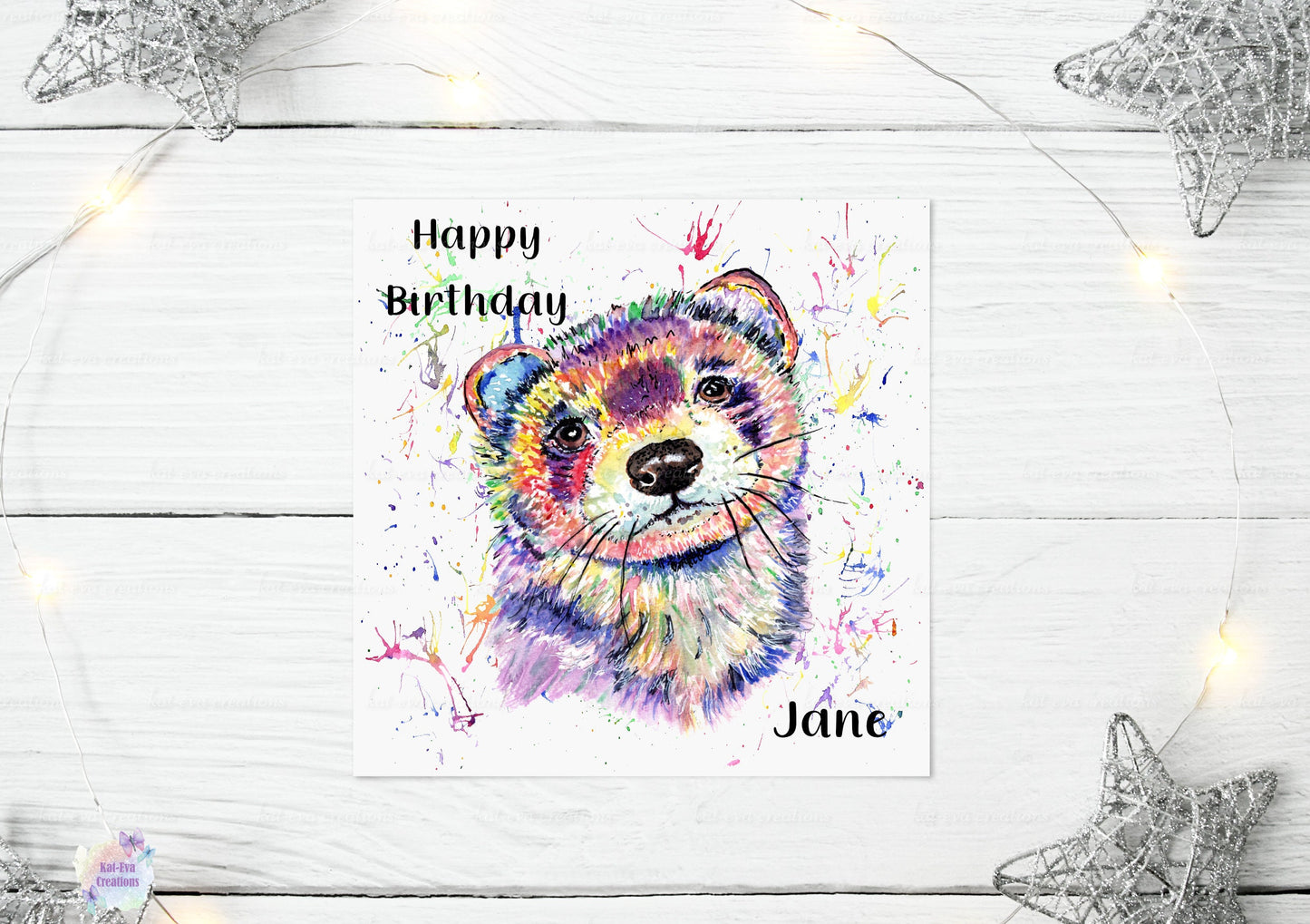 ferret card, personalised ferret card and badge