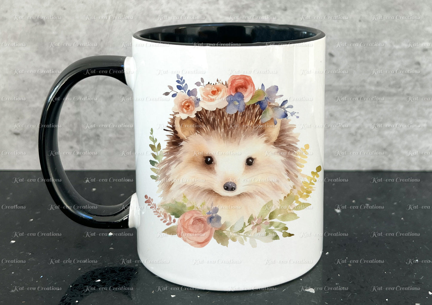 Hedgehog mug. personalised Floral hedgehog Cup. Ideal for birthday, secret santa, stocking filler or Christmas present