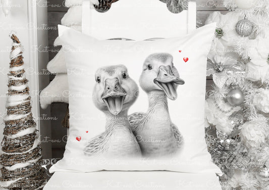 Duck cushion. personalised duck couple pillow. ideal christmas, secret santa, stocking filler, birthday or wedding gift