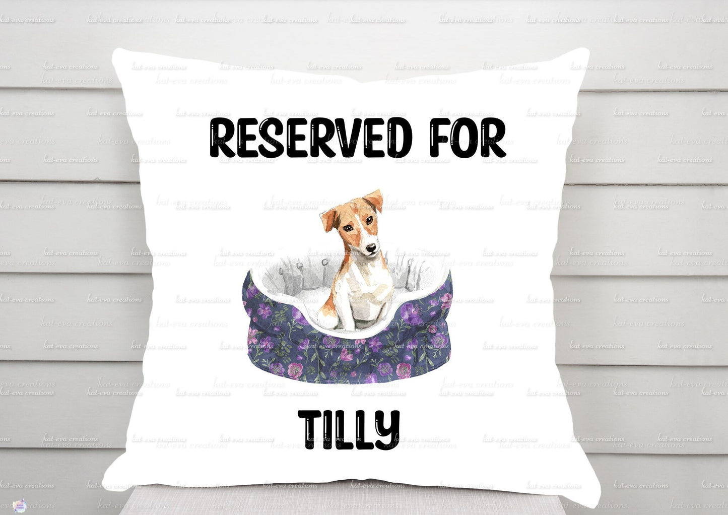 personalised dog cushion, lots of dogs available, spaniel, cockerpoo, labrador, poodle, bulldog, collie, yorkie, terrier and more